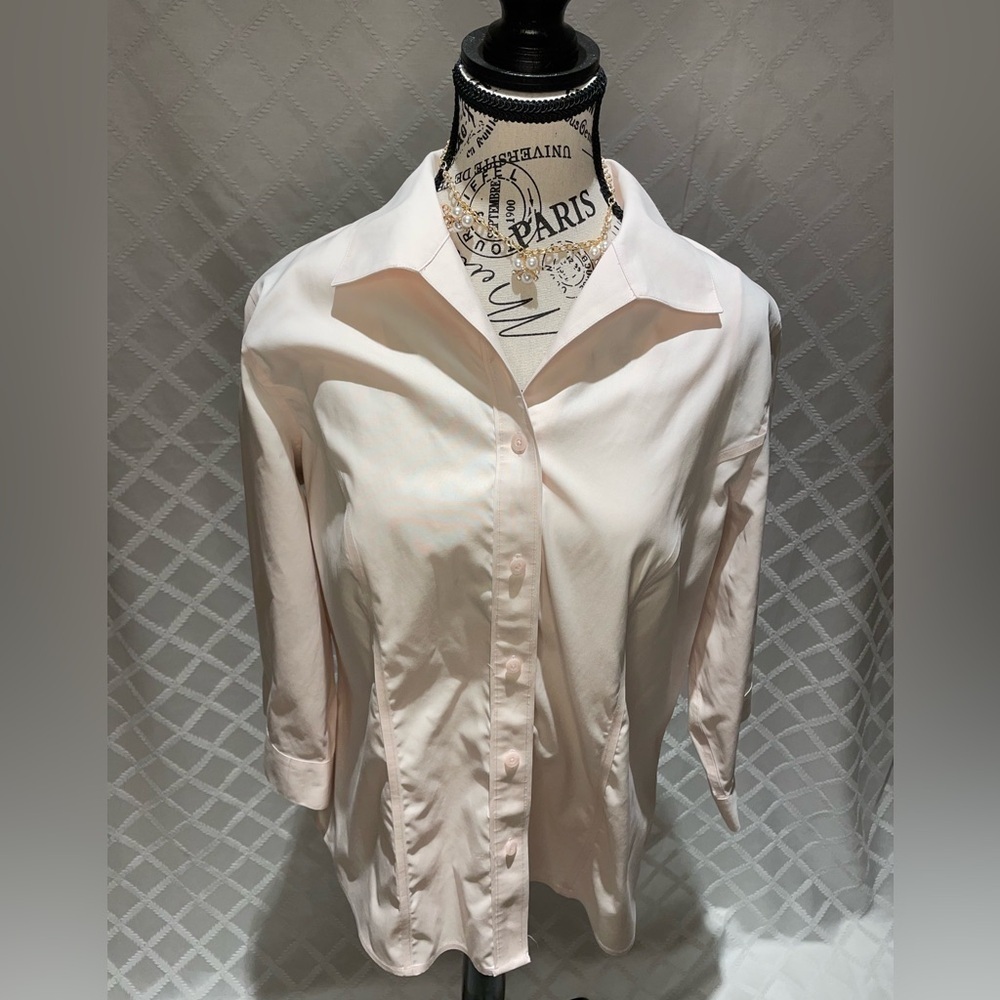 Chico’s Women's Petal Pink Button-Up 3 Quarter Sleeve Shirt Size 2